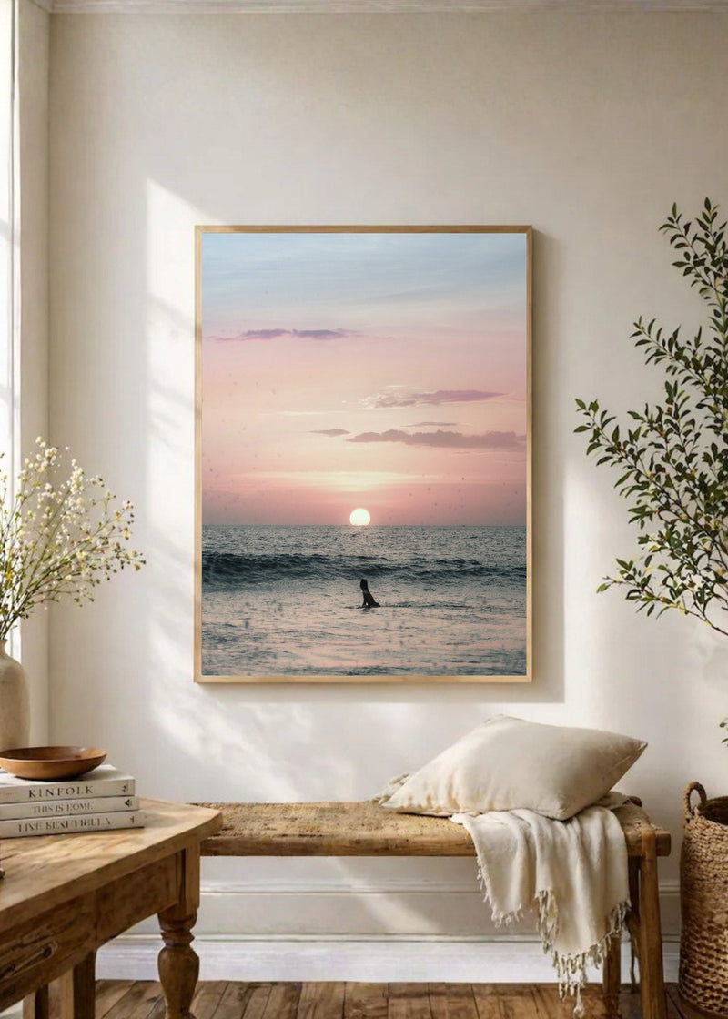 Atardecer Surfista Silueta