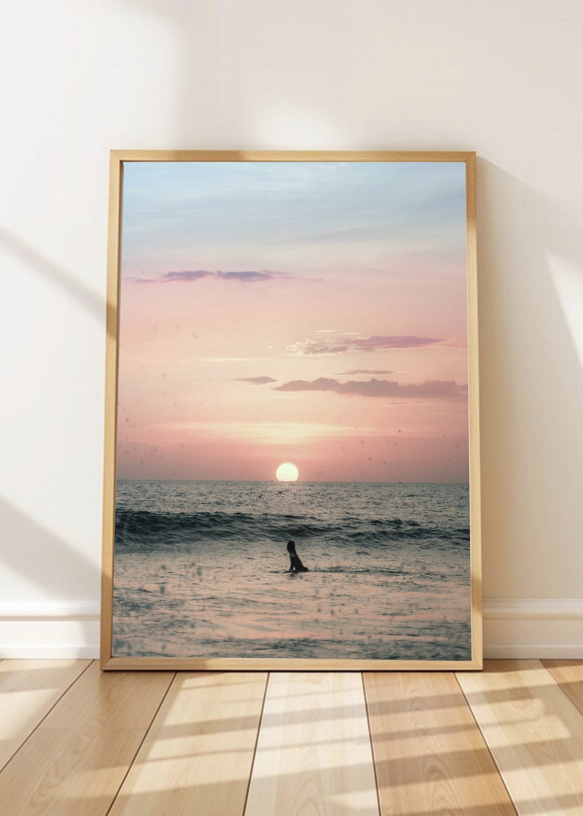 Cuadro Decorativo Playa, Atardecer Surfista Silueta