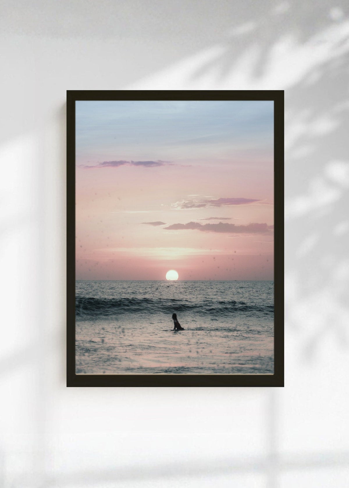 Cuadro Decorativo Playa, Atardecer Surfista Silueta