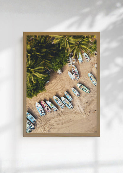 Cuadro Decorativo Playa, Botes Arena Palmeras