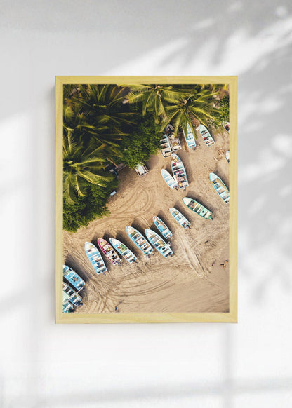 Cuadro Decorativo Playa, Botes Arena Palmeras