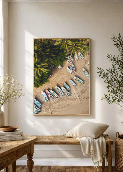 Cuadro Decorativo Playa, Botes Arena Palmeras