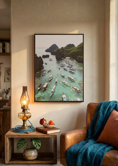 Cuadro Decorativo Playa, Botes Cala Aérea