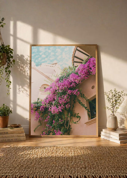Cuadro Decorativo Playa, Buganvilla Pileta Fucsia
