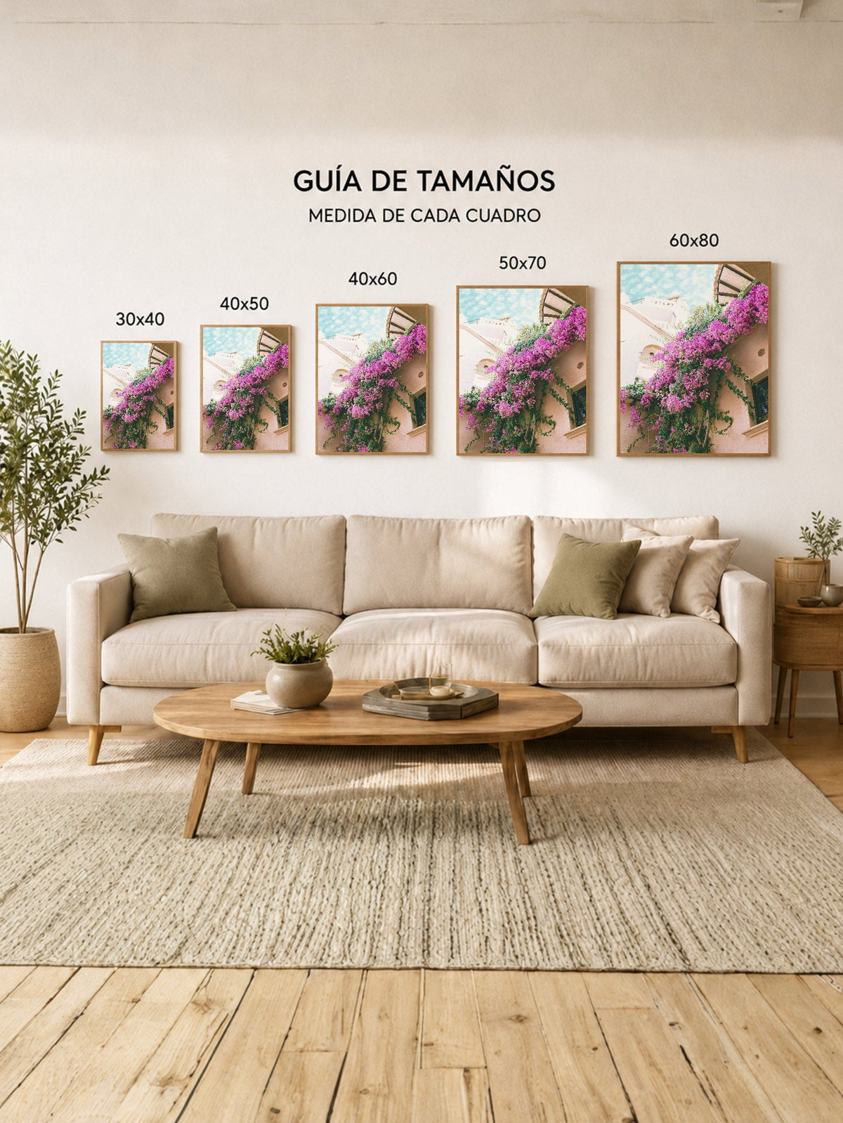 Cuadro Decorativo Playa, Buganvilla Pileta Fucsia