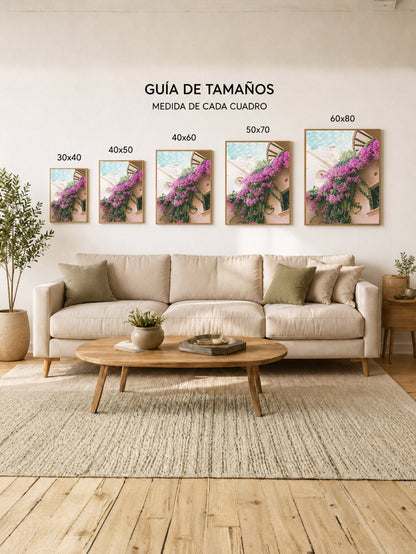 Cuadro Decorativo Playa, Buganvilla Pileta Fucsia