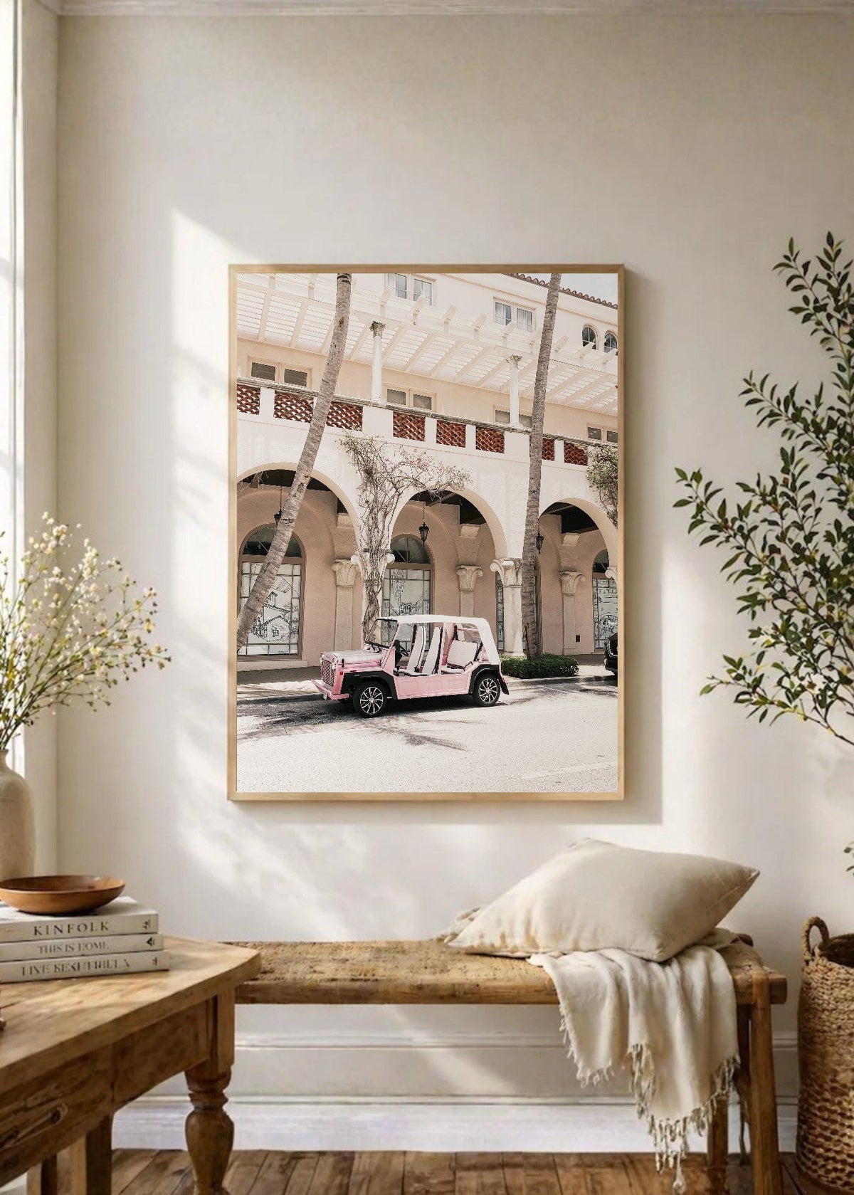 Cuadro Decorativo Playa, Buggy Rosa Arcadas