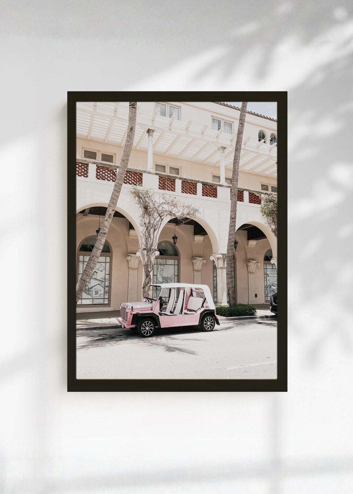 Cuadro Decorativo Playa, Buggy Rosa Arcadas