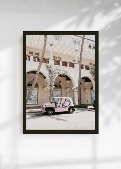 Cuadro Decorativo Playa, Buggy Rosa Arcadas