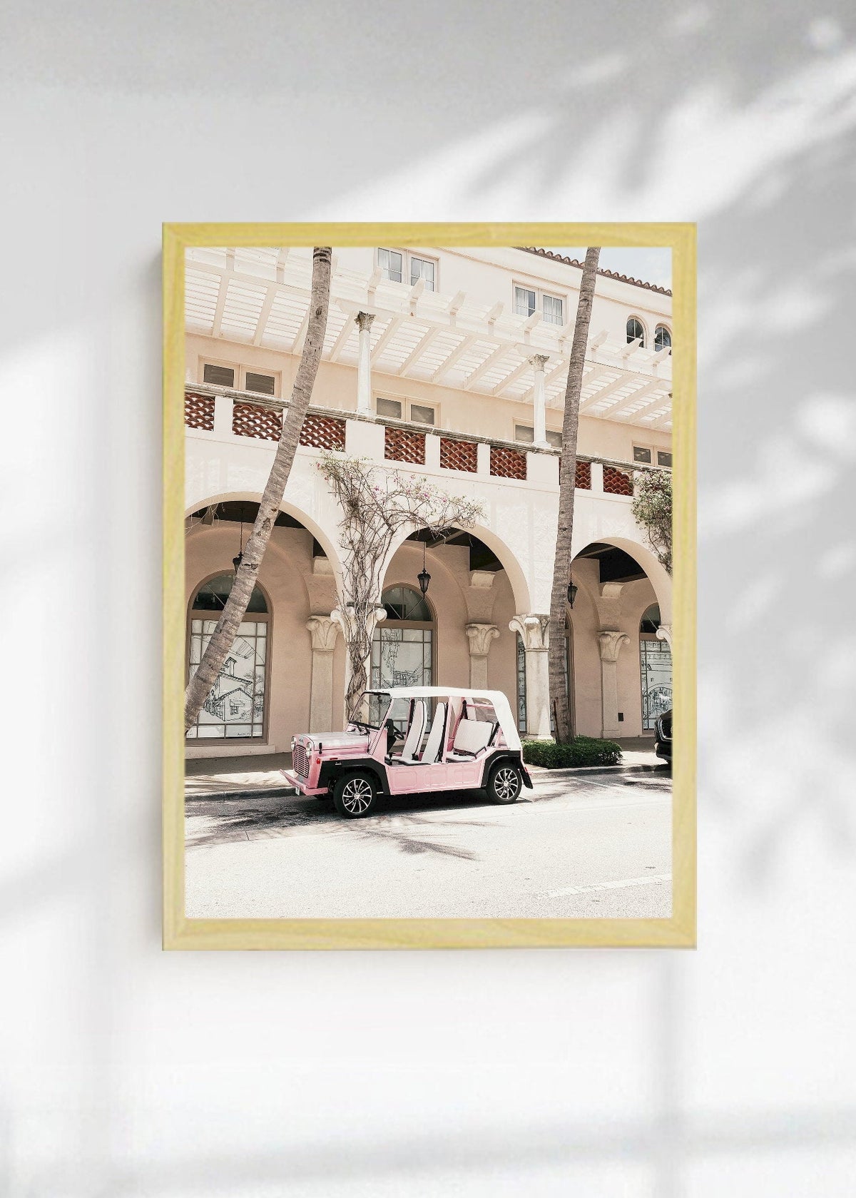 Cuadro Decorativo Playa, Buggy Rosa Arcadas
