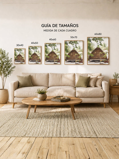 Cuadro Decorativo Playa, Cabaña Madera Palmeras
