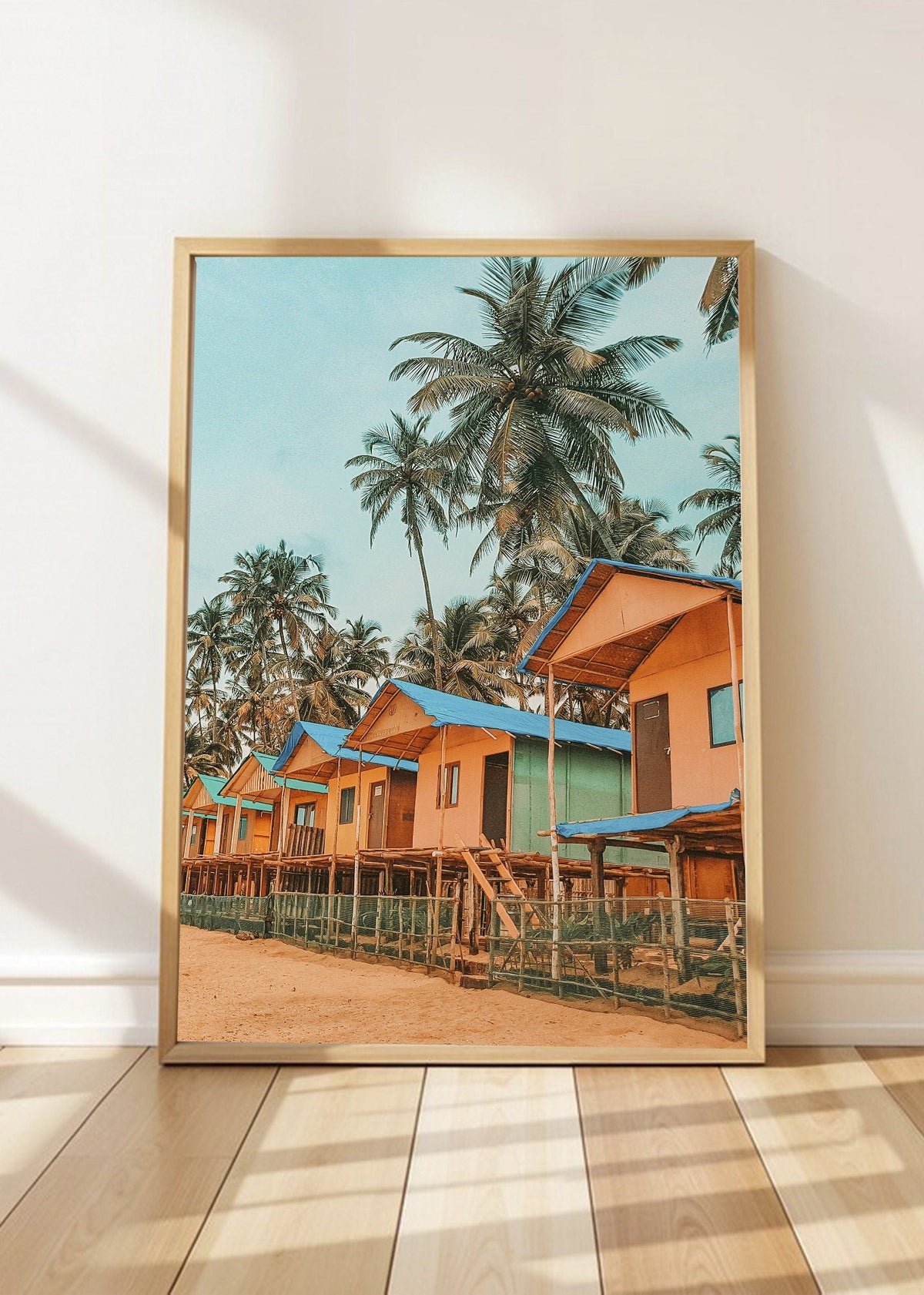 Cuadro Decorativo Playa, Cabañas Palafito Palmeras