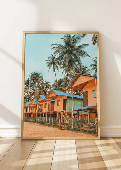 Cuadro Decorativo Playa, Cabañas Palafito Palmeras