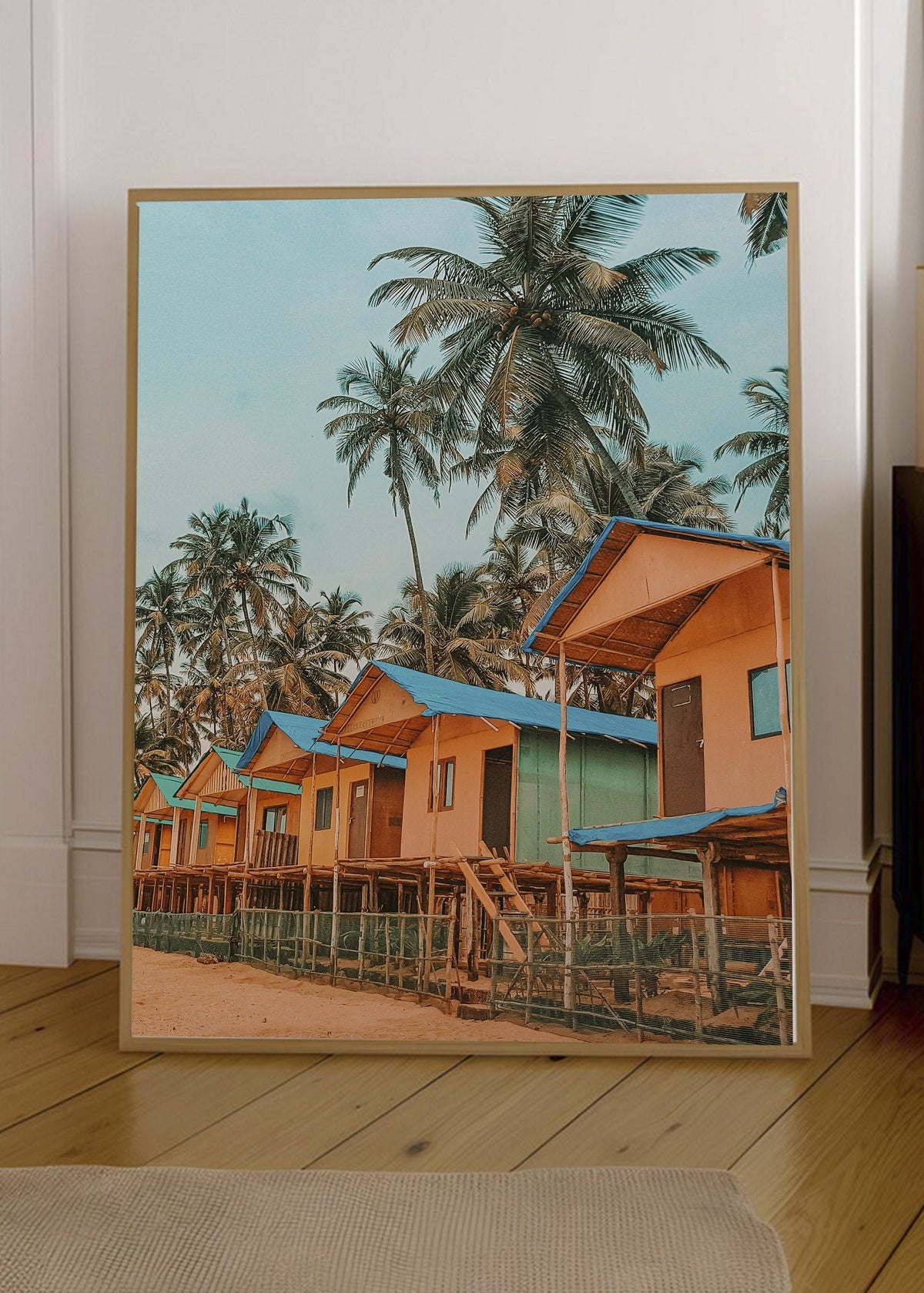 Cuadro Decorativo Playa, Cabañas Palafito Palmeras