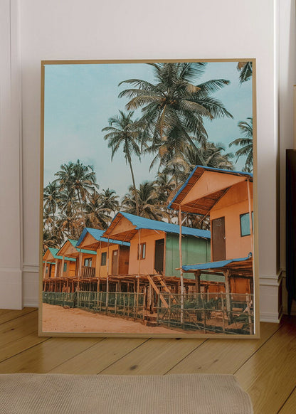 Cuadro Decorativo Playa, Cabañas Palafito Palmeras