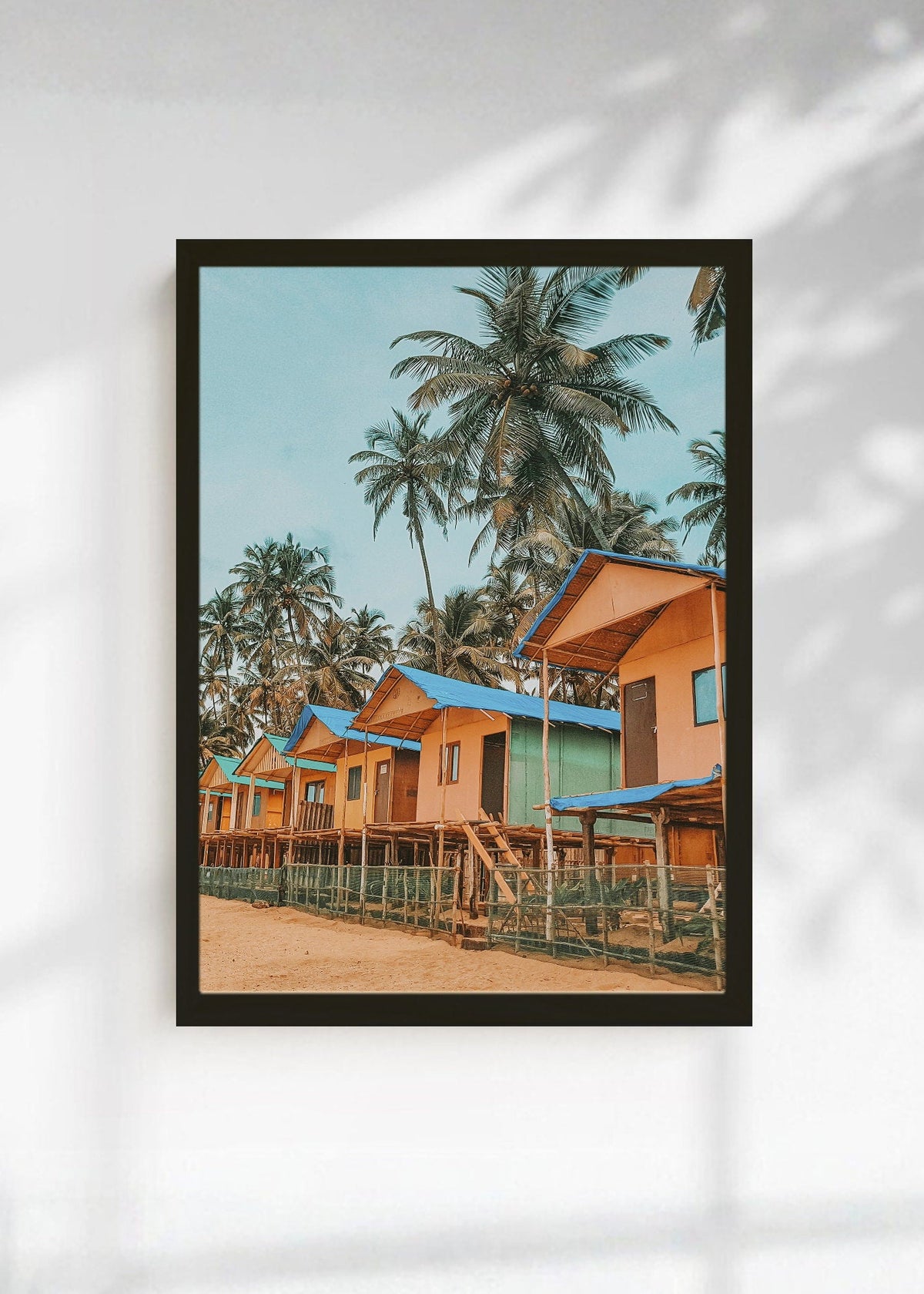 Cuadro Decorativo Playa, Cabañas Palafito Palmeras