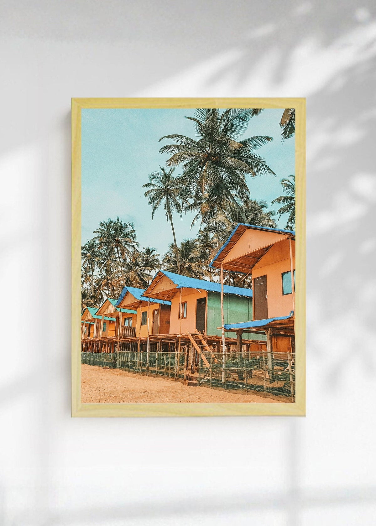 Cuadro Decorativo Playa, Cabañas Palafito Palmeras