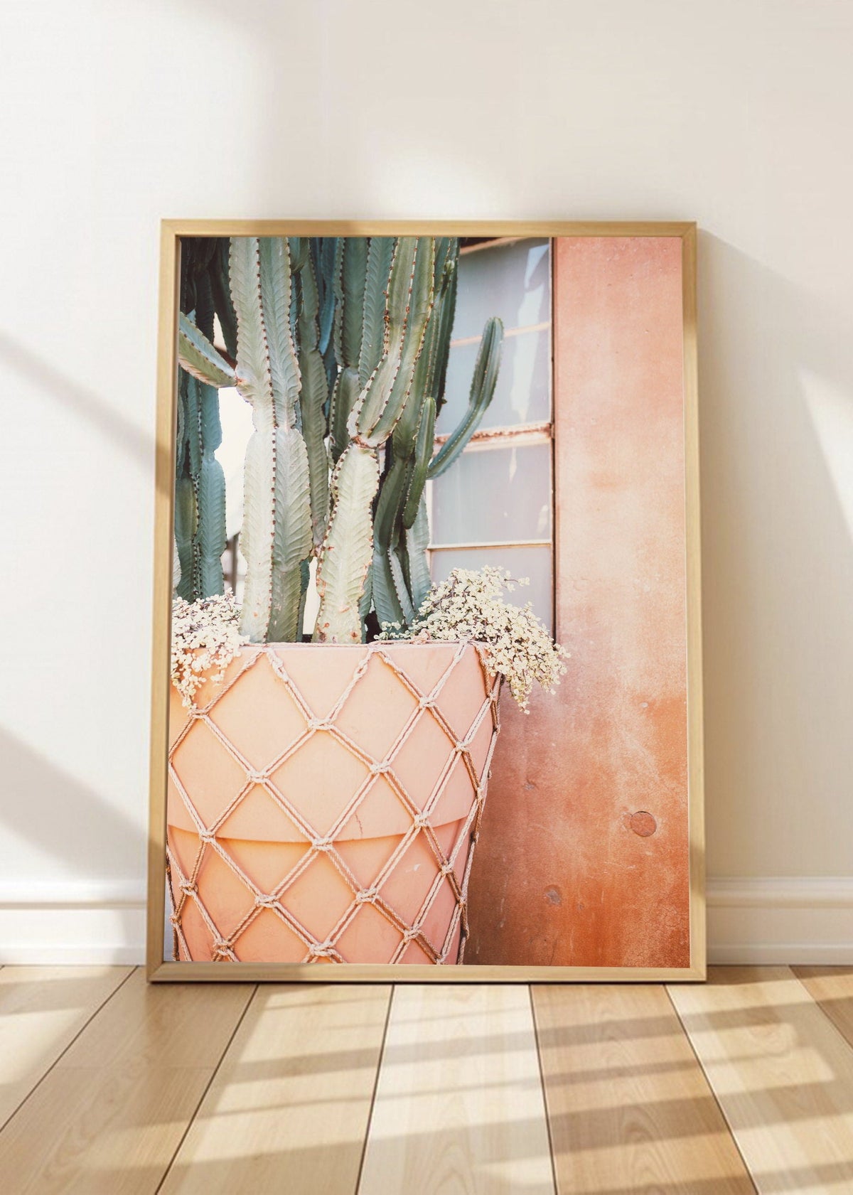 Cuadro Decorativo Playa, Cactus Pared Rosa