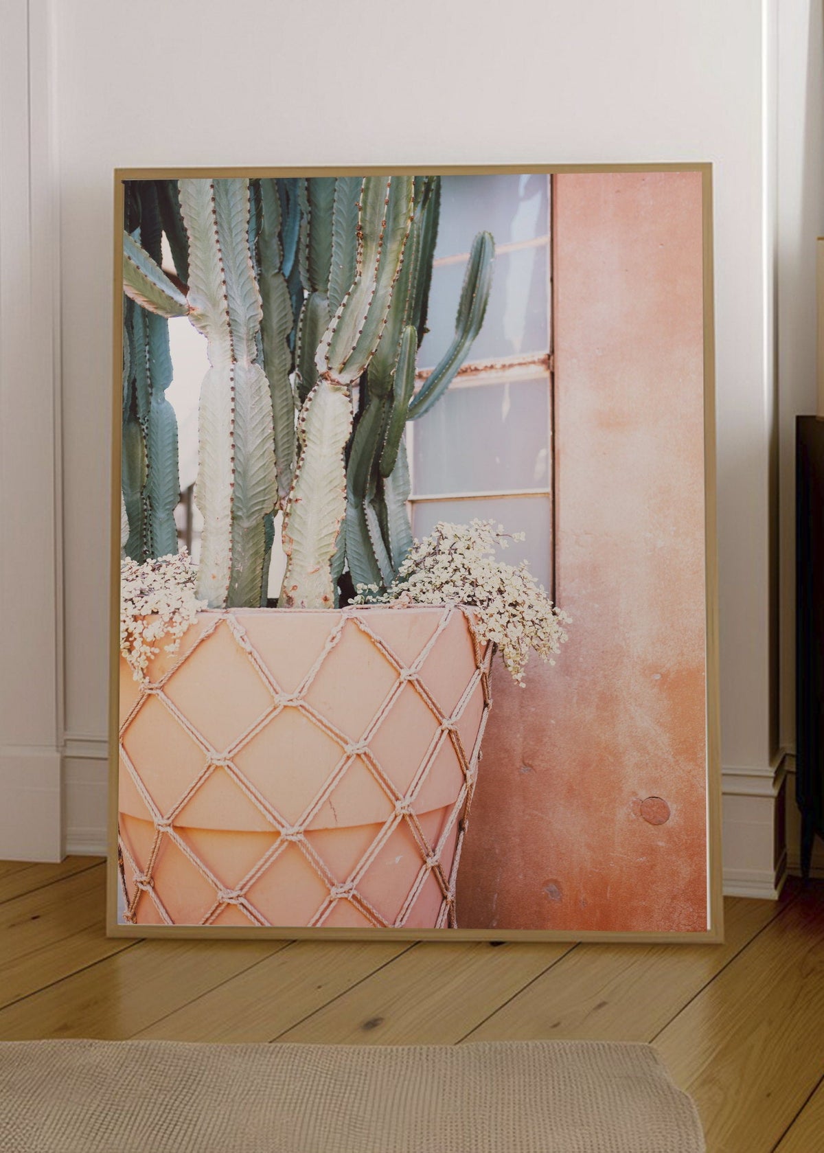 Cuadro Decorativo Playa, Cactus Pared Rosa