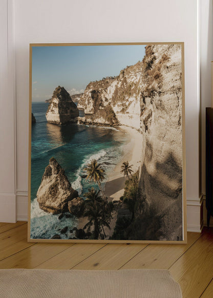 Cuadro Decorativo Playa, Cala Acantilados Palmeras
