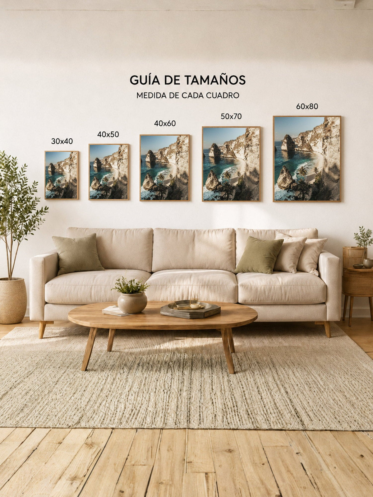 Cuadro Decorativo Playa, Cala Acantilados Palmeras