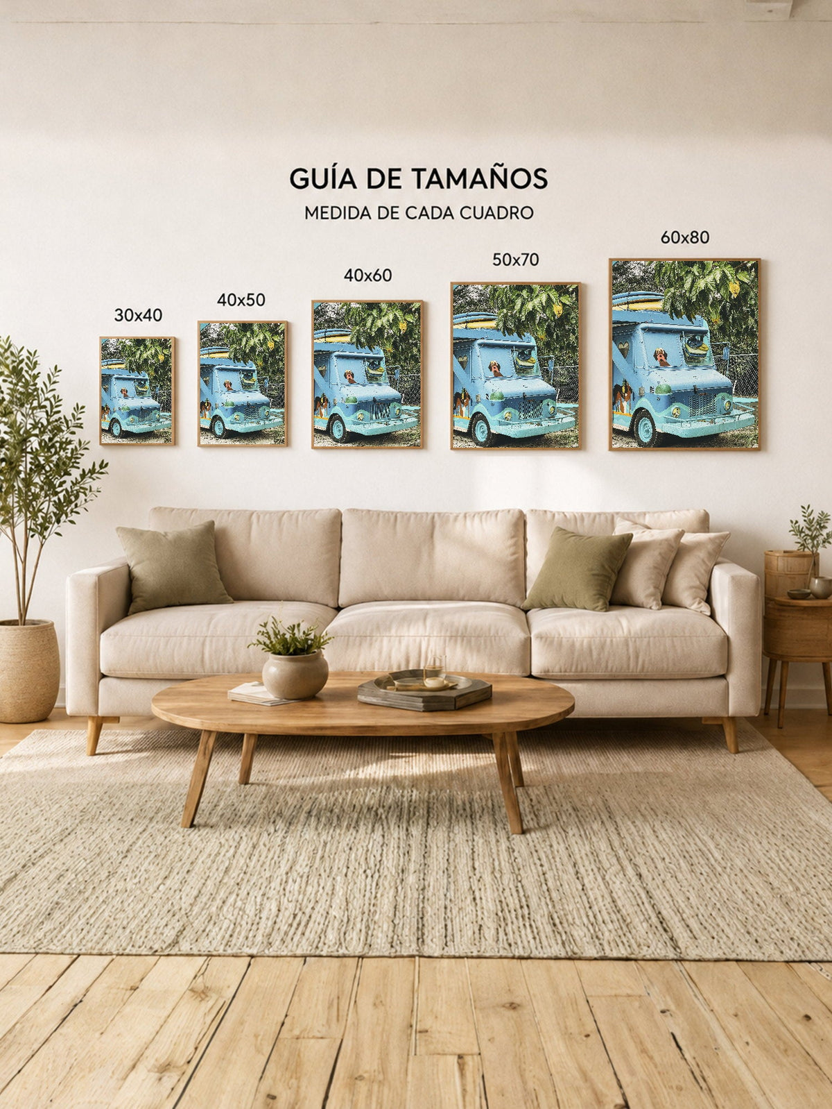 Cuadro Decorativo Playa, Camión Celeste Tablas
