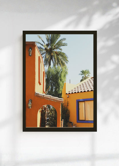 Cuadro Decorativo Playa, Casa Naranja Palmeras