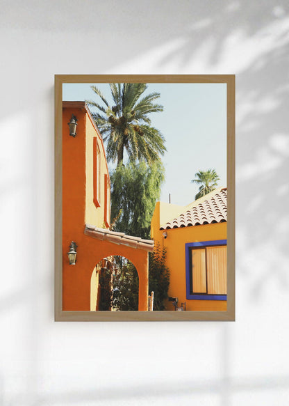Cuadro Decorativo Playa, Casa Naranja Palmeras