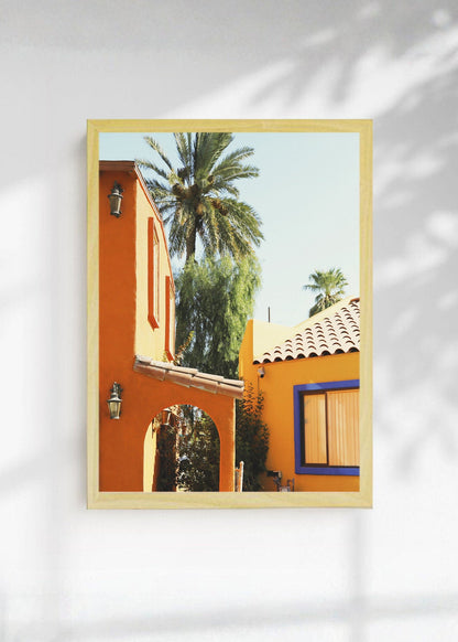 Cuadro Decorativo Playa, Casa Naranja Palmeras