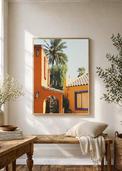 Cuadro Decorativo Playa, Casa Naranja Palmeras