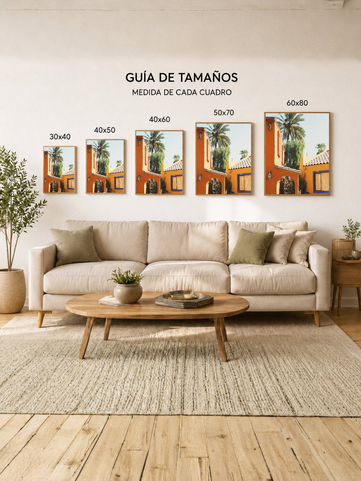Cuadro Decorativo Playa, Casa Naranja Palmeras