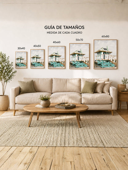 Cuadro Decorativo Playa, Casilla Guardavidas Verde