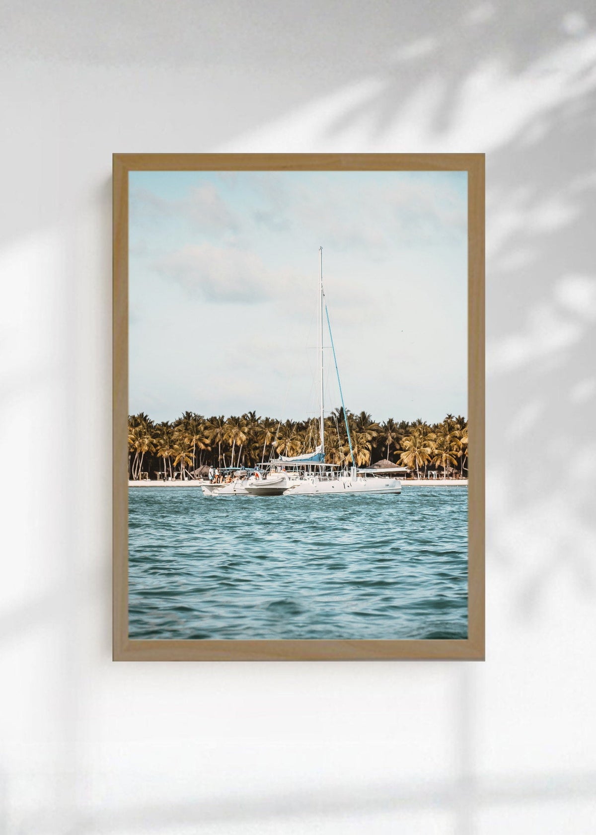 Cuadro Decorativo Playa, Catamarán Palmeras Mar