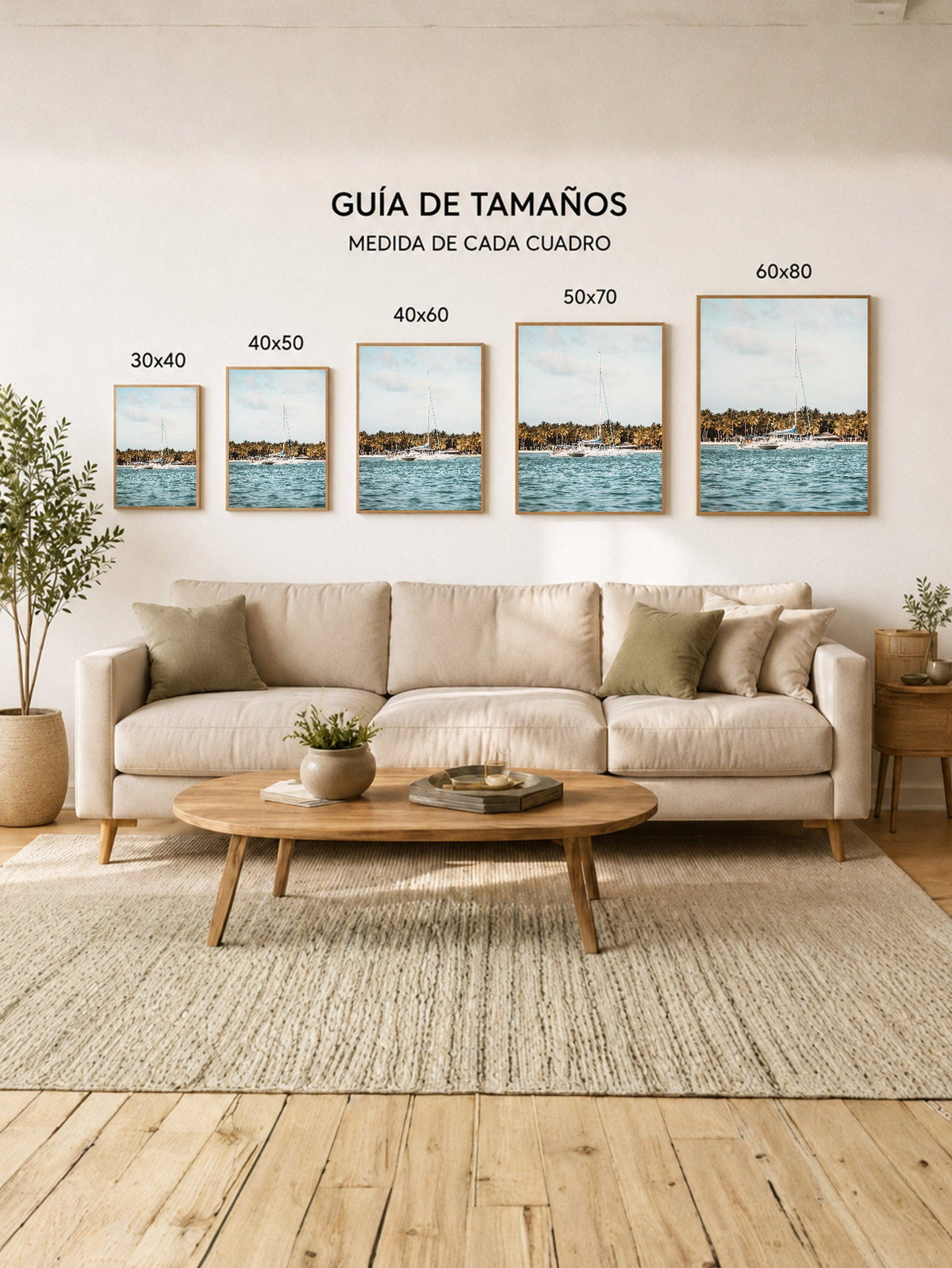 Cuadro Decorativo Playa, Catamarán Palmeras Mar