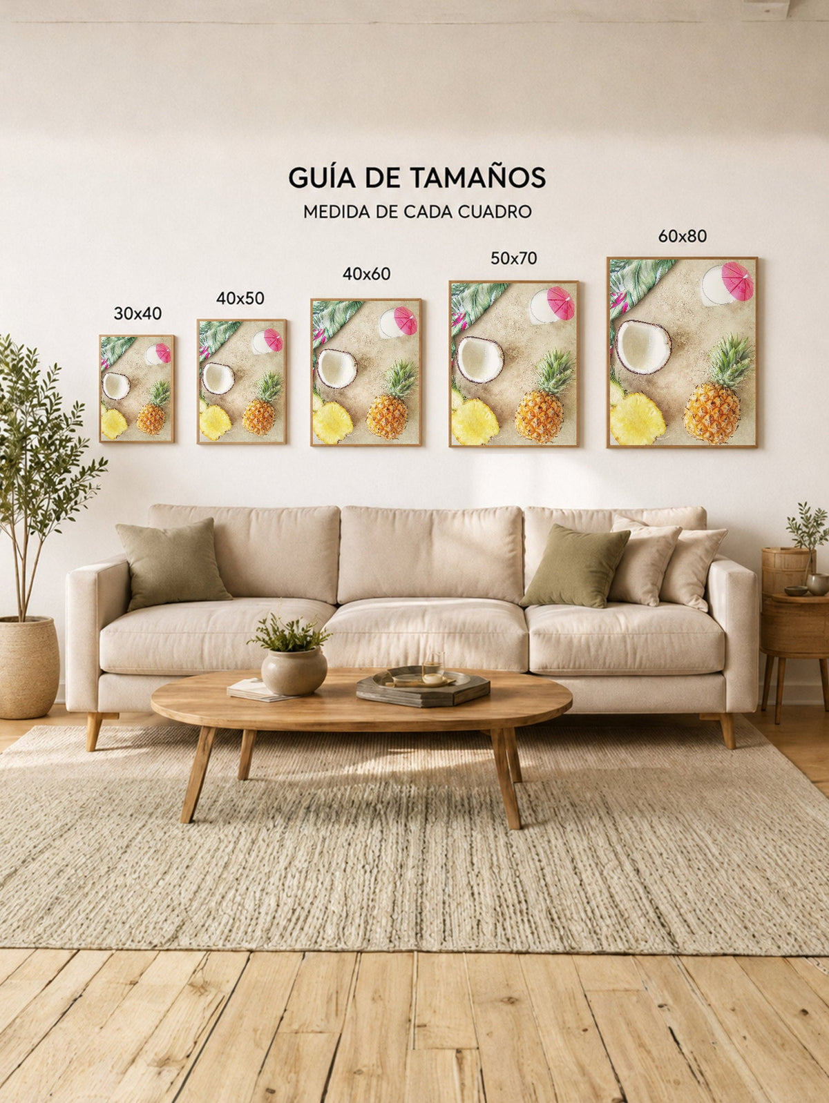 Cuadro Decorativo Playa, Coco Ananá Tropical