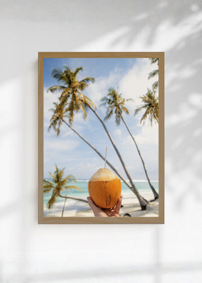 Cuadro Decorativo Playa, Coco Bebida Palmeras