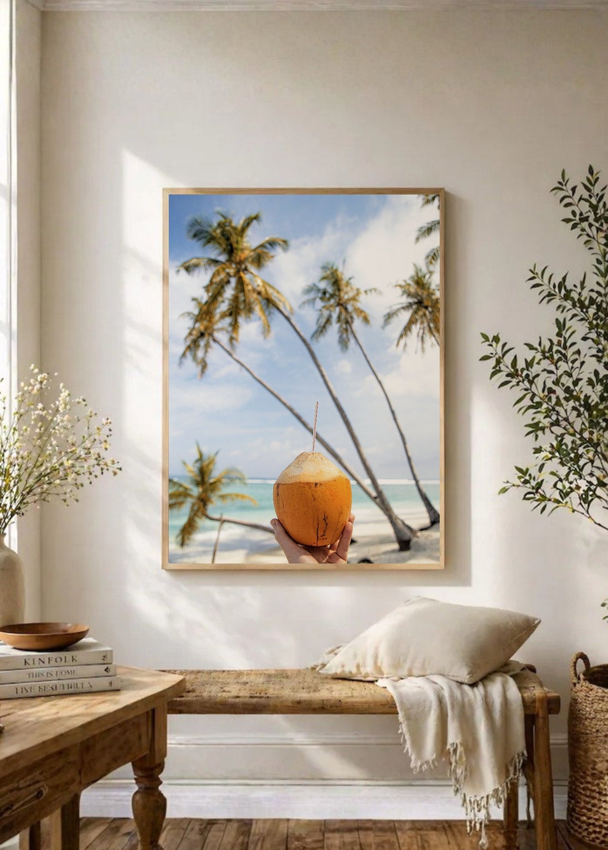 Cuadro Decorativo Playa, Coco Bebida Palmeras