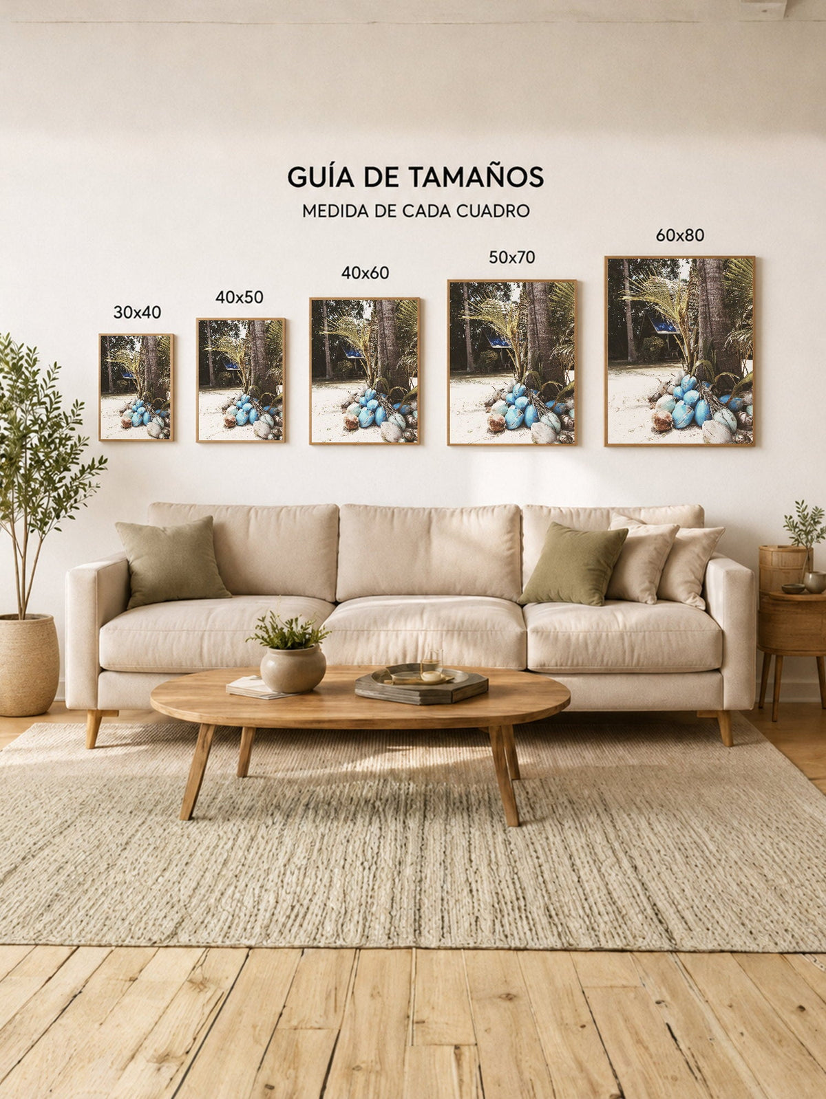Cuadro Decorativo Playa, Cocos Palmeras Verde