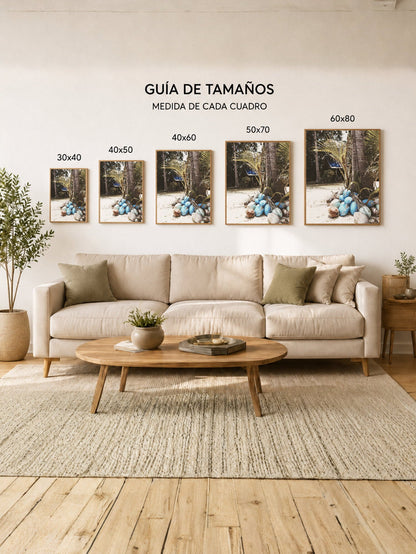 Cuadro Decorativo Playa, Cocos Palmeras Verde