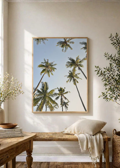 Cuadro Decorativo Playa, Cocoteros Cielo Celeste