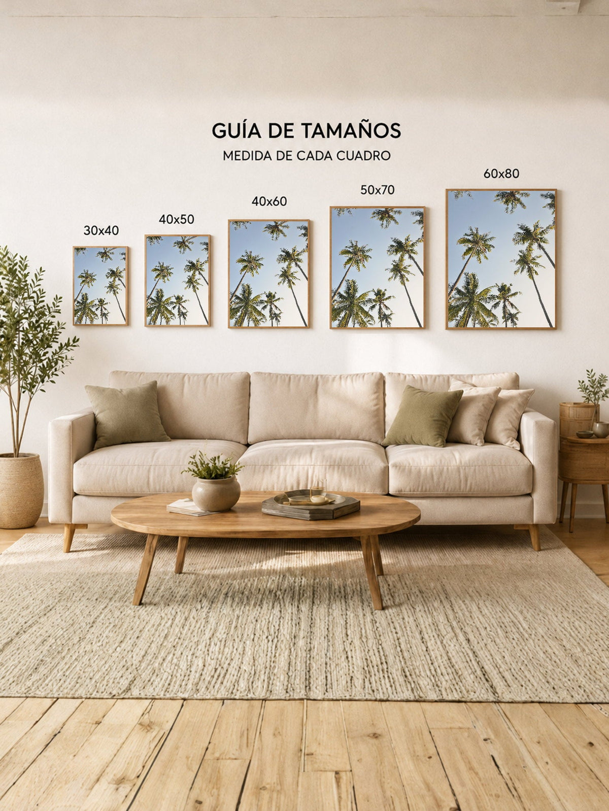 Cuadro Decorativo Playa, Cocoteros Cielo Celeste