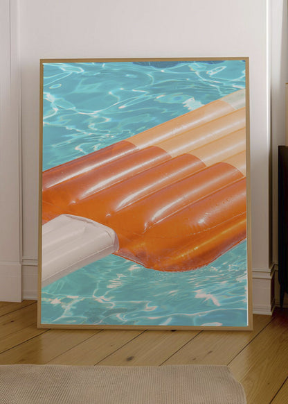 Cuadro Decorativo Playa, Colchoneta Naranja Pileta