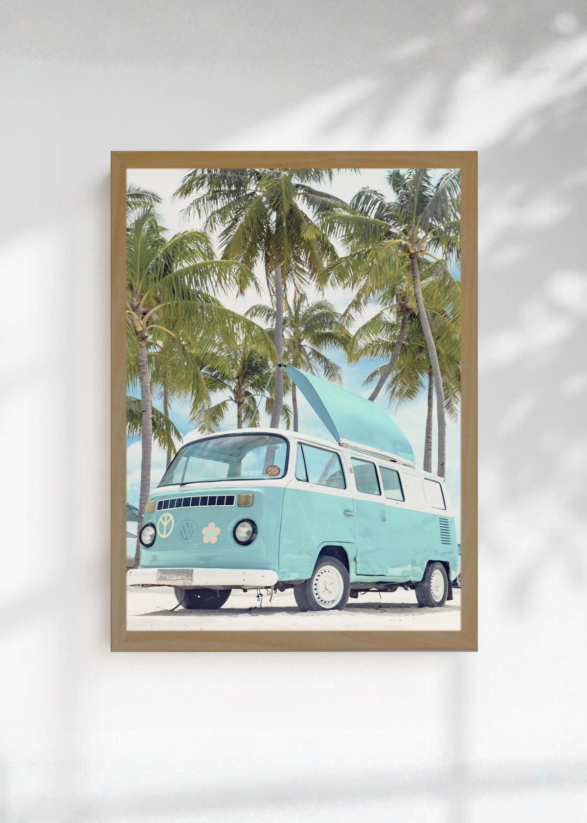 Cuadro Decorativo Playa, Combi Celeste Palmeras