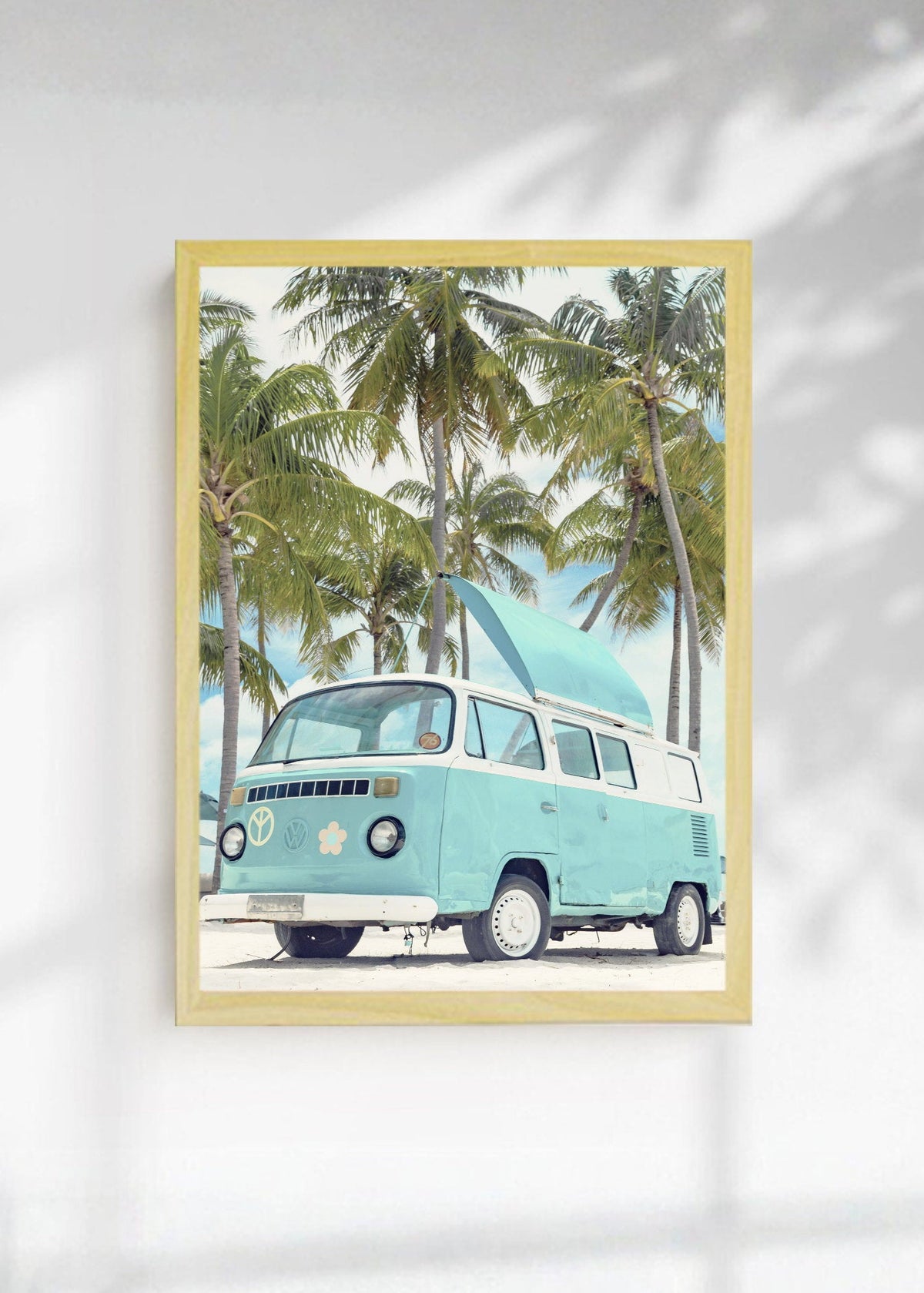 Cuadro Decorativo Playa, Combi Celeste Palmeras