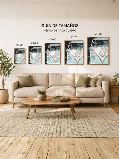 Cuadro Decorativo Playa, Combi Frente Celeste