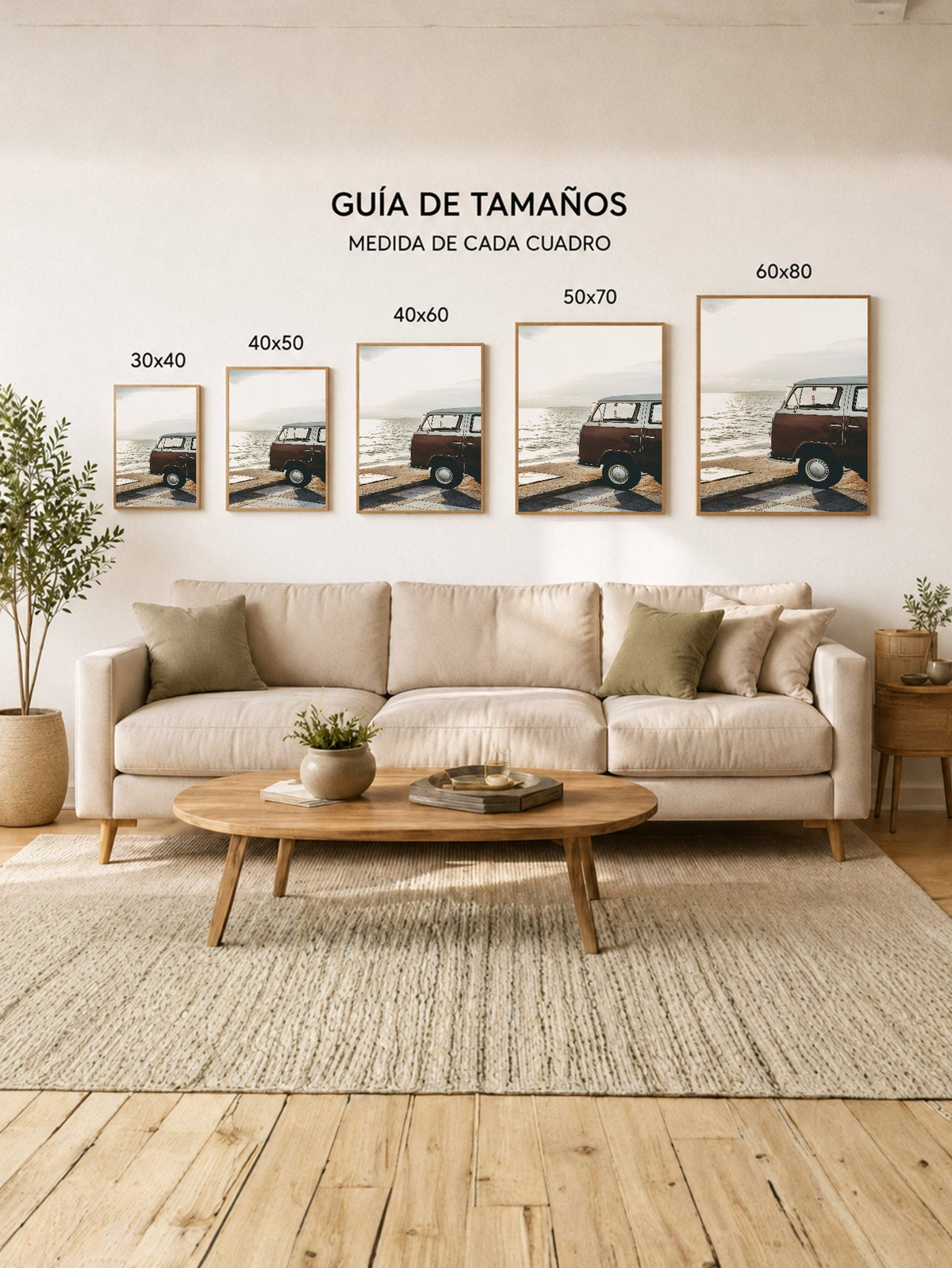 Cuadro Decorativo Playa, Combi Marrón Costanera