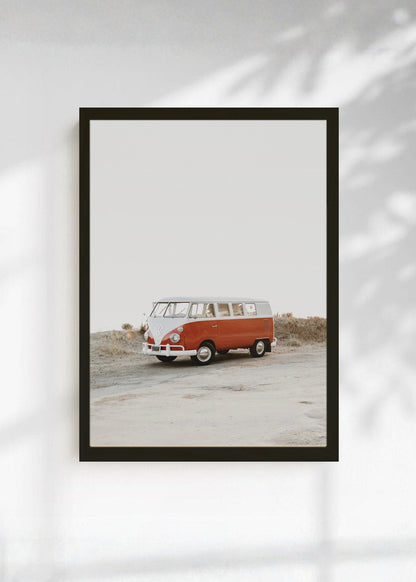 Cuadro Decorativo Playa, Combi Naranja Minimal