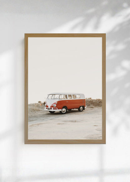Cuadro Decorativo Playa, Combi Naranja Minimal