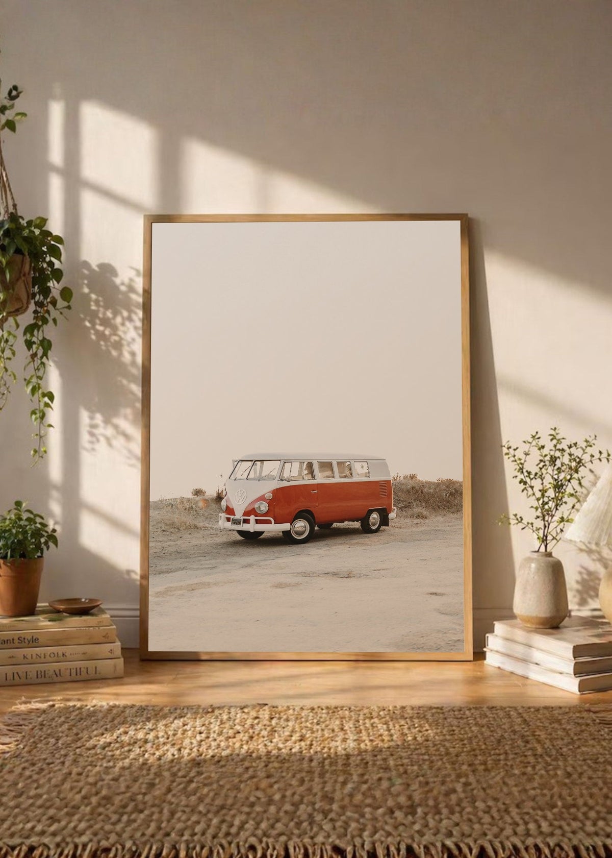 Cuadro Decorativo Playa, Combi Naranja Minimal