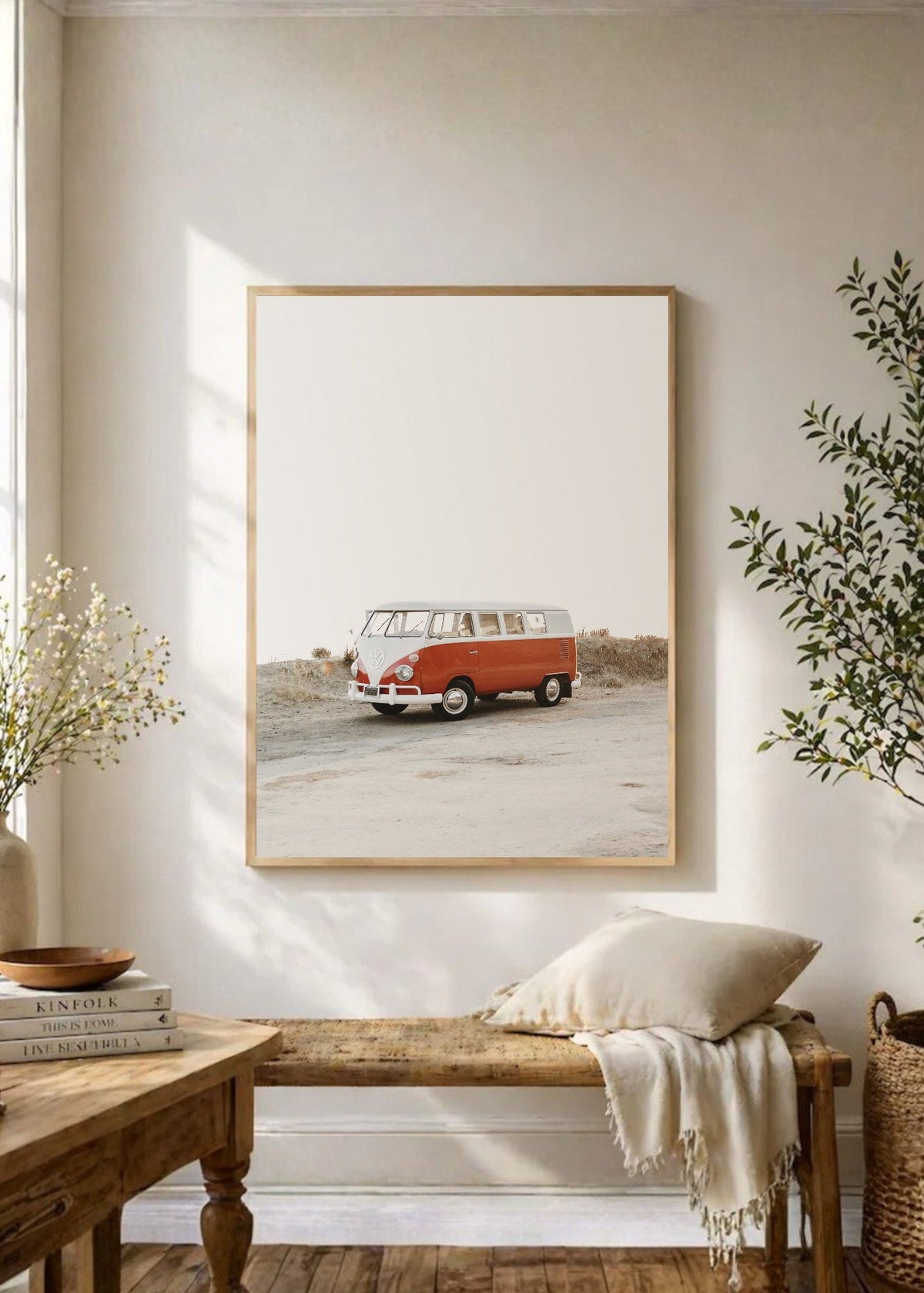 Cuadro Decorativo Playa, Combi Naranja Minimal